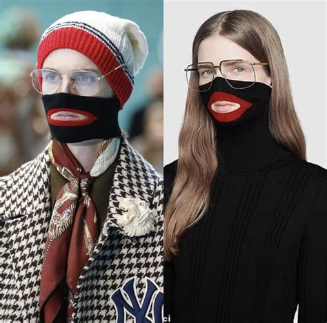 gucci black jumper with red lips|gucci black face sweater.